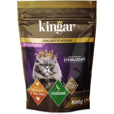 Kingar Cat Busta Crocchette 800g Pollo, Tacchino e Verdure - Kingar Cat Busta Crocchette 800g Pollo, Tacchino e Verdure -