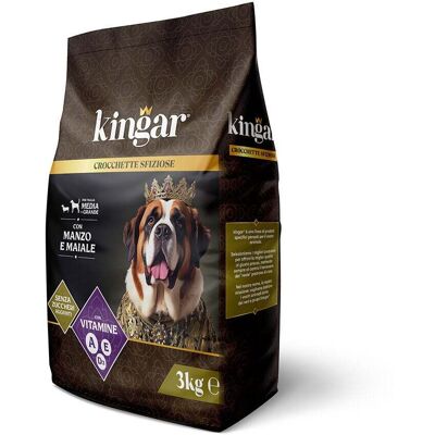 Kingar Dog Busta Crocchette 3Kg Manzo e Maiale - Kingar Dog Busta Crocchette 3Kg Manzo e Maiale -