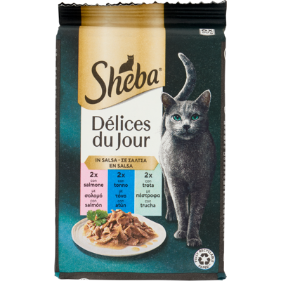 Sheba Délices du Jour Cibo Umido Gatto in Salsa con Salmone, Tonno e Trota 6 x 50 g - Sheba Délices du Jour Cibo Umido Gatto in Salsa con Salmone, Tonno e Trota 6 x 50 g -
