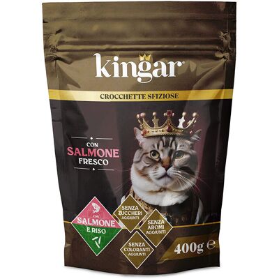Kingar Cat Busta Crocchette 400g Salmone e Riso - Kingar Cat Busta Crocchette 400g Salmone e Riso -