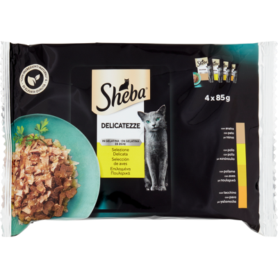 Sheba Delicatezze in Gelatina Cibo Umido Gatto Selezione Delicata Pollo 4x85g - Sheba Delicatezze in Gelatina Cibo Umido Gatto Selezione Delicata Pollo 4x85g -