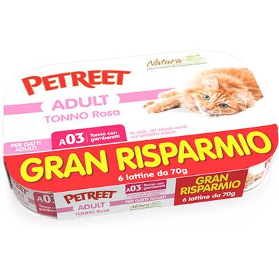 Petreet Cat Tonno rosa Tonno con gamberetti 6x70 gr - Petreet Cat Tonno rosa Tonno con gamberetti 6x70 gr -