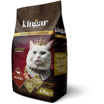 Kingar Cat Busta Crocchette 1,5Kg Manzo - Kingar Cat Busta Crocchette 1,5Kg Manzo -