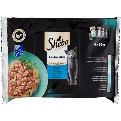 Multipack Cibo per Gatti Sheba con Pesce in Salsa - 4x85g Multipack Cibo per Gatti Sheba con Pesce in Salsa - 4x85g