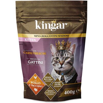 Kingar Cat Kitten Busta Croccantini 400g Pollo e Tacchino - Kingar Cat Kitten Busta Croccantini 400g Pollo e Tacchino -