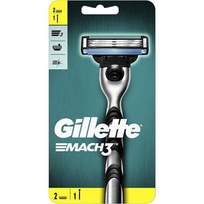 Gillette Mach3 Rasoio Regolabarba Uomo con 2 Lamette - Gillette Mach3 Rasoio Regolabarba Uomo con 2 Lamette -