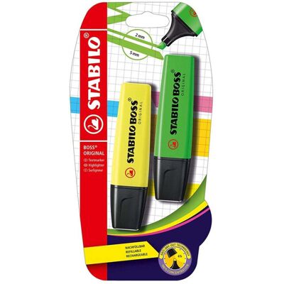 Evidenziatore Originale STABILO Boss Giallo e Verde - Evidenziatore Evidenziatore Originale STABILO Boss Giallo e Verde - Evidenziatore