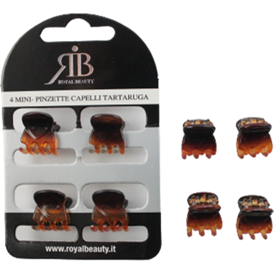 Royal Beauty Pinze Capelli Mini Tartaruga 4 Pz - Royal Beauty Pinze Capelli Mini Tartaruga 4 Pz -