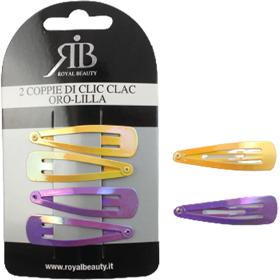 Royal Beauty Clic Clac 2 Coppie Oro e Lilla - Royal Beauty Clic Clac 2 Coppie Oro e Lilla -