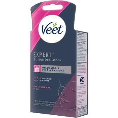 Veet Expert Strisce Viso Pelli Normali 12 Strisce + Salviette Post-Epilazione con Olio D'Argan - Veet Expert Strisce Viso Pelli Normali 12 Strisce + Salviette Post-Epilazione con Olio D'Argan -