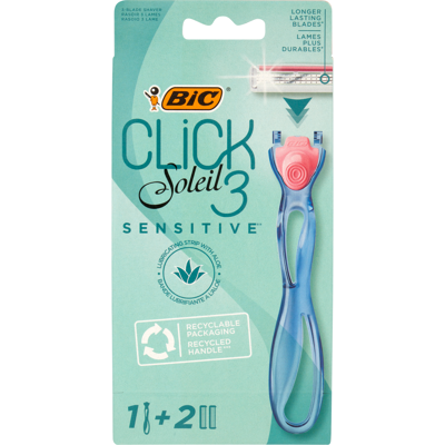 Bic Click Soleil 3 Sensitive Rasoio 3 Lame Manico + 2 Ricariche - Bic Click Soleil 3 Sensitive Rasoio 3 Lame Manico + 2 Ricariche -