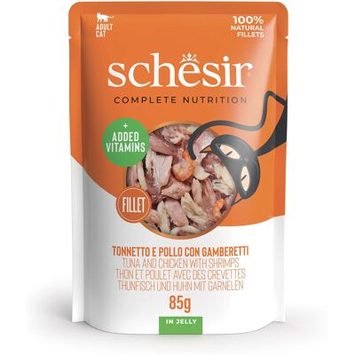 Schesir Cat Tonnetto e Pollo con Gamberetti 85 gr Schesir Cat Tonnetto e Pollo con Gamberetti 85 gr