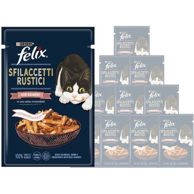 Felix Purina Sfilaccetti Rustici Cat Adult con Salmone 80 gr Felix Purina Sfilaccetti Rustici Cat Adult con Salmone 80 gr