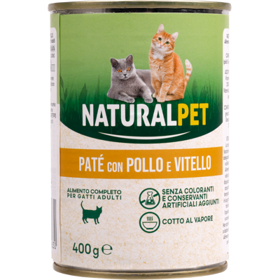 Naturalpet Cibo per Gatti Adulti Paté di Pollo e Vitello 400 g Naturalpet Cibo per Gatti Adulti Paté di Pollo e Vitello 400 g