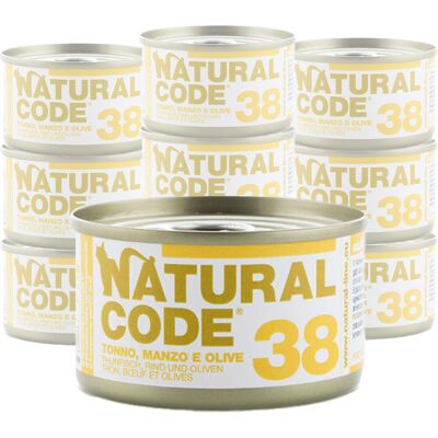Natural Code Cat Tonno, Manzo e Olive lattina 85g n.38 Natural Code Cat Tonno, Manzo e Olive lattina 85g n.38