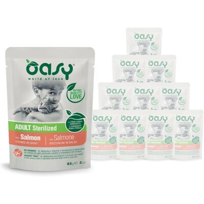 Cibo per Gatti Sterilizzati Oasy - Salmone in Salsa 85g Cibo per Gatti Sterilizzati Oasy - Salmone in Salsa 85g