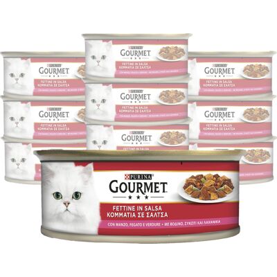 Gourmet Rosso Cat Adult Fettine con Verdure, Manzo e Fegato 195 gr Gourmet Rosso Cat Adult Fettine con Verdure, Manzo e Fegato 195 gr
