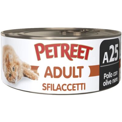 Petreet Cat Sfilaccetti pollo con olive nere 70 gr Petreet Cat Sfilaccetti pollo con olive nere 70 gr