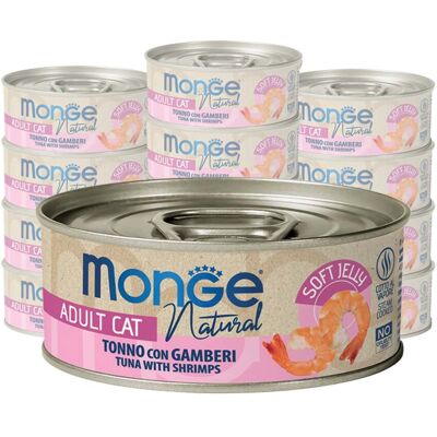 Monge Natural Cat Adult Tonno con Gamberi in jelly 80 gr Monge Natural Cat Adult Tonno con Gamberi in jelly 80 gr