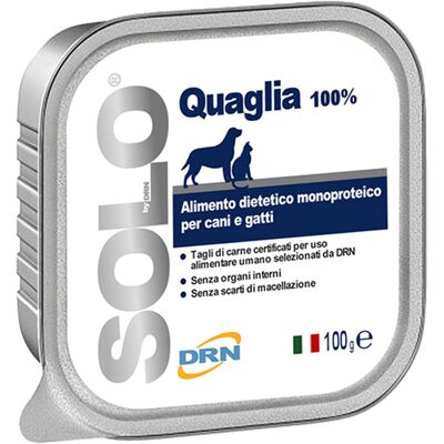 DRN Solo Quaglia 100% Cibo per Animali - Monoproteico per Cani e Gatti DRN Solo Quaglia 100% Cibo per Animali - Monoproteico per Cani e Gatti