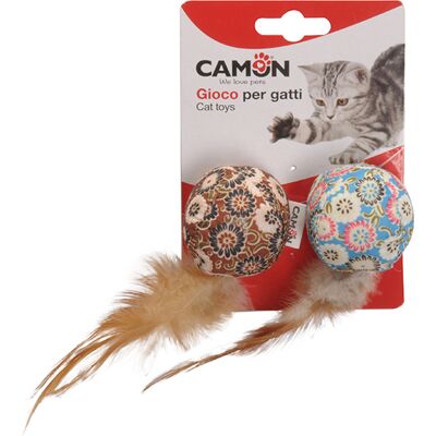 Camon Palline floreali con piume Gioco per gatti 2pz Camon Palline floreali con piume Gioco per gatti 2pz