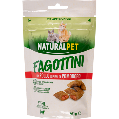 Naturalpet Cat Adult Sterilized Snacks Fagottini con Pollo ripieni di pomodoro 60 gr Naturalpet Cat Adult Sterilized Snacks Fagottini con Pollo ripieni di pomodoro 60 gr