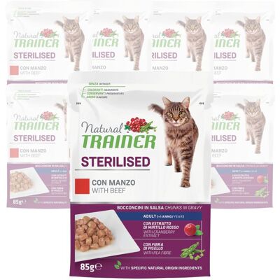 Natural Trainer Cat Sterilised con Manzo 85 gr Natural Trainer Cat Sterilised con Manzo 85 gr