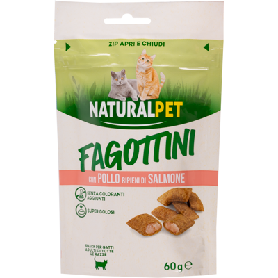 Naturalpet Snack di pollo ripieni di salmone - Snack per gatti Naturalpet Snack di pollo ripieni di salmone - Snack per gatti