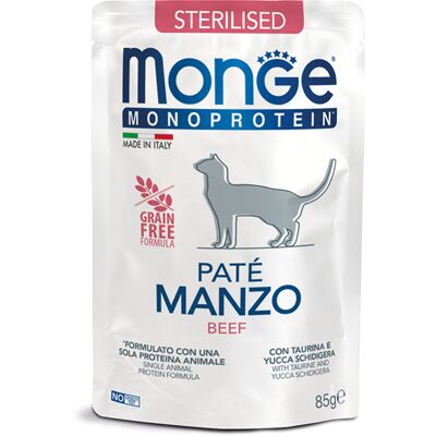 Monge Monoprotein Gatto Sterilizzato - Paté di Manzo - Cibo Umido Monge Monoprotein Gatto Sterilizzato - Paté di Manzo - Cibo Umido