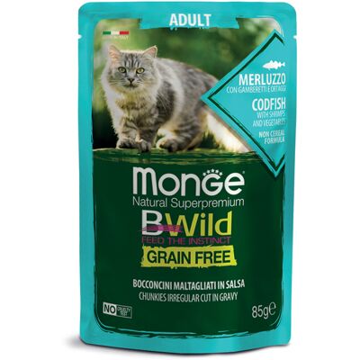 Monge BWild Cibo per Gatti Adulti Grain Free - Merluzzo e Gamberetti Monge BWild Cibo per Gatti Adulti Grain Free - Merluzzo e Gamberetti
