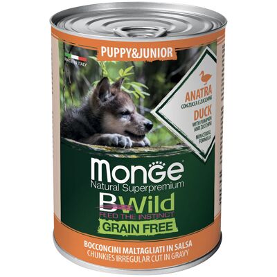 Monge Natural Superpremium BWild Grain Free Puppy e Junior Bocconcini Anatra zucca e zucchine 400 gr Monge Natural Superpremium BWild Grain Free Puppy e Junior Bocconcini Anatra zucca e zucchine 400 gr