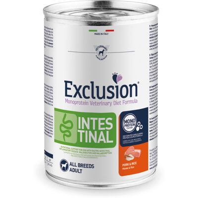 Exclusion Veterinary Diet Exclusion Monoprotein Veterinary Diet Dog Intestinal Maiale e Riso 400 gr Exclusion Veterinary Diet Exclusion Monoprotein Veterinary Diet Dog Intestinal Maiale e Riso 400 gr