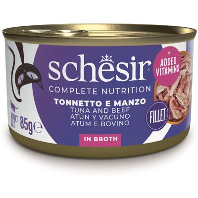 Schesir Cat Adult Tonnetto e Manzo con riso in brodo 85g Schesir Cat Adult Tonnetto e Manzo con riso in brodo 85g