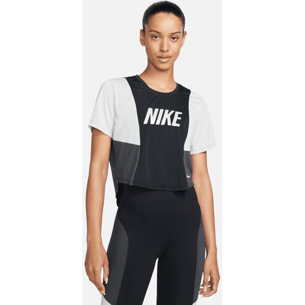 nike crop top da running dri-fit nero per donne dq5548-010 l