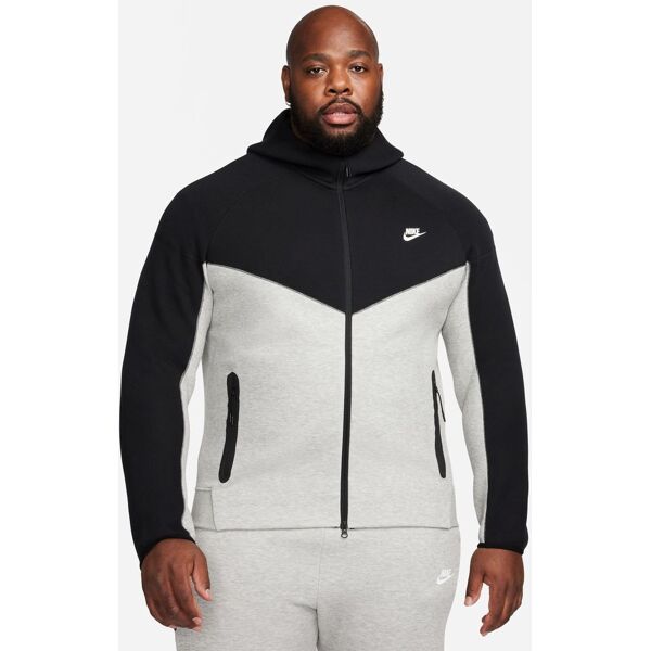 nike felpa con zip e cappuccio sportswear tech fleece grigio e nero uomo fb7921-064 s