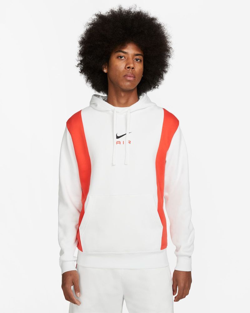 Nike Felpa con cappuccio Sportswear Bianco e Rosso Uomo FN7691-121 XS