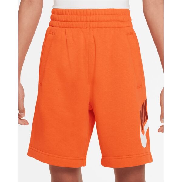 nike short sportswear club fleece pour enfant couleur : safety orange/white/dragon red taille : s s