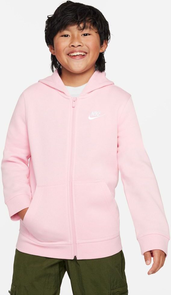 Nike Felpa con zip e cappuccio Sportswear Club Rosa Bambino BV3699-690 S