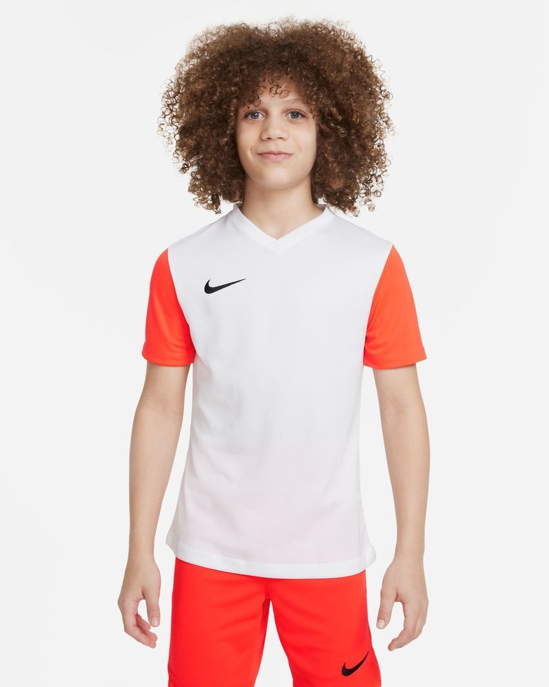 Nike Maglia Tiempo Premier II Bianco e Rosso per Bambino DH8389-101 L