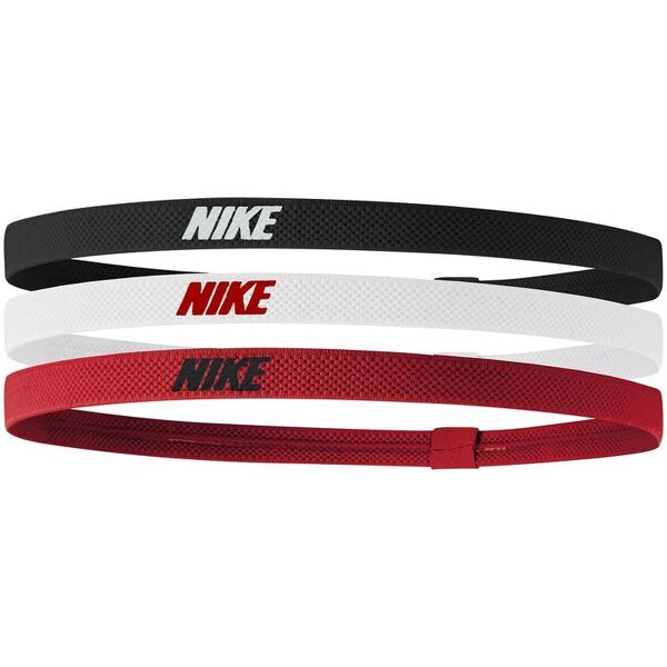 nike set di 3 fasce per capelli elastic nero/bianco/rosso unisex dr5205-083 one