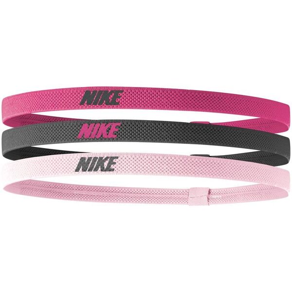 nike set di 3 fasce per capelli elastic rosa e nero unisex dr5205-658 one