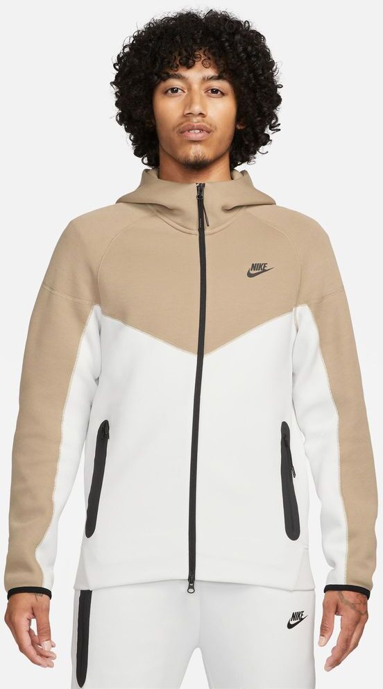 Nike Felpa con zip e cappuccio Sportswear Tech Fleece Beige e Bianco Uomo FB7921-121 XL