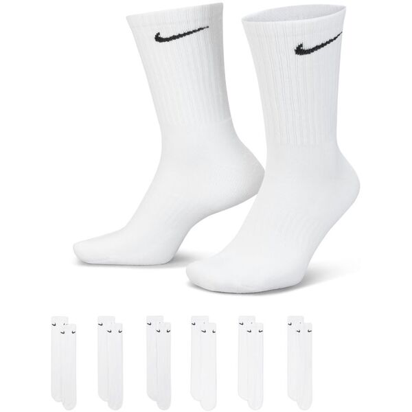 nike set di 6 paia di calzini everyday bianco unisex sx7666-100 l