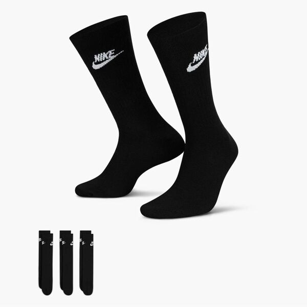 nike set di 3 paia di calzini sportswear nero unisex dx5025-010 xl