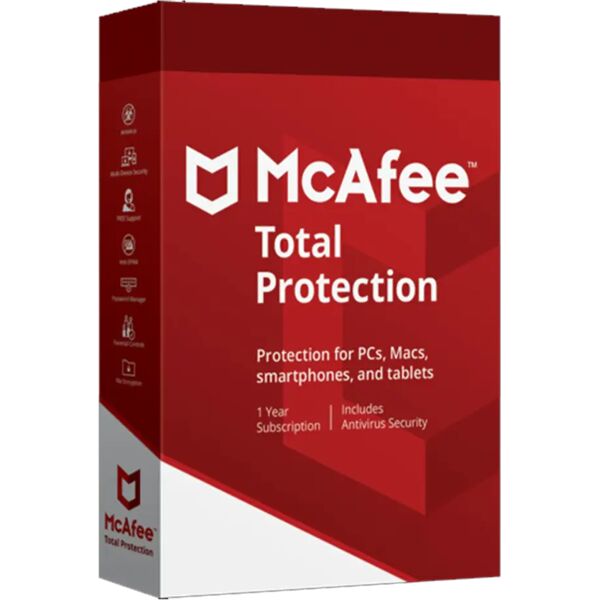 mcafee total protection (1 dispositivo / 1 anno)