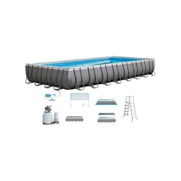 intex 26378np piscina fuori terra ultra xtr frame rettangolare pompa filtro 10000 l-h scaletta telo base e copertura kit pu...