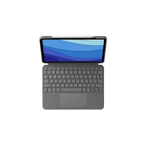 logitech combo touch apple ipad pro 12.9 custodia con tastiera qwerty apple smart connector grigio