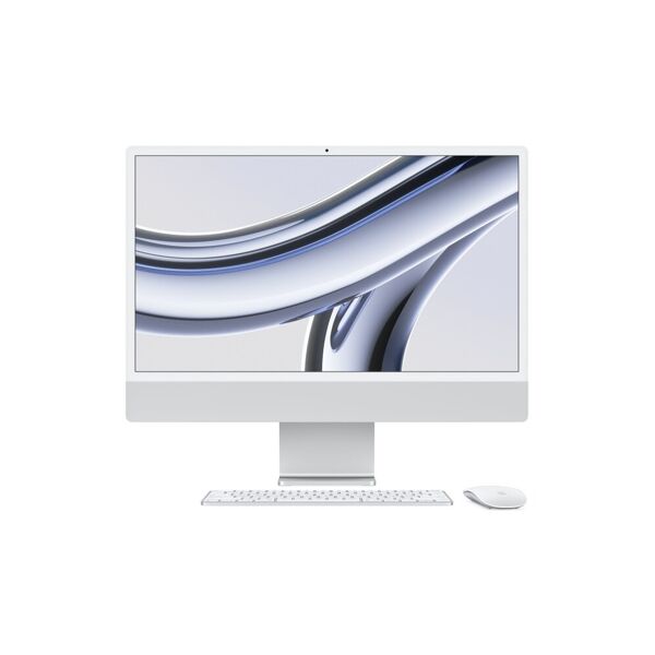 imac 24 con retina 4.5k display: apple m3 chip con 8-core cpu e 10-core gpu, ram 8gb, 512gb ssd - argento - mqrk3t/a