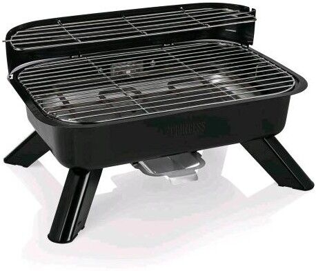 Princess BARBECUE IBRIDO DA TAVOLO ELETTRICO 2000W E CARBONE 44X28.5 CM SMONTABILE NERO