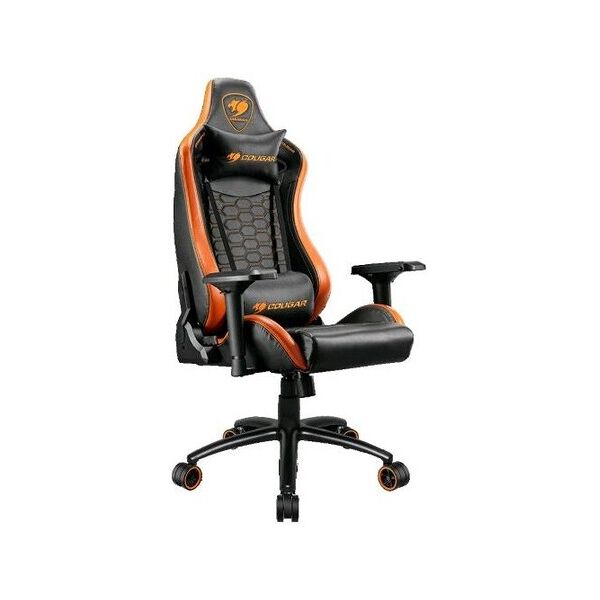 cougar outrider s sedia gaming regolabile con braccioli base a 5 raggi ecopelle portata max 120kg black/orange